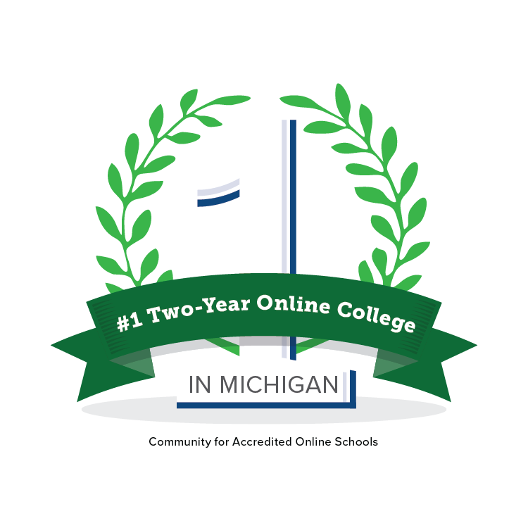 #1 two year college in michigan badge