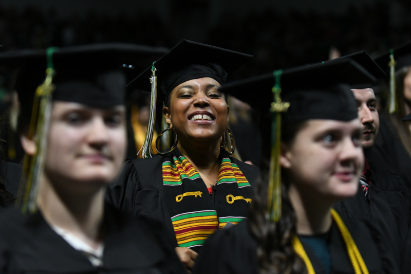 students at commencement