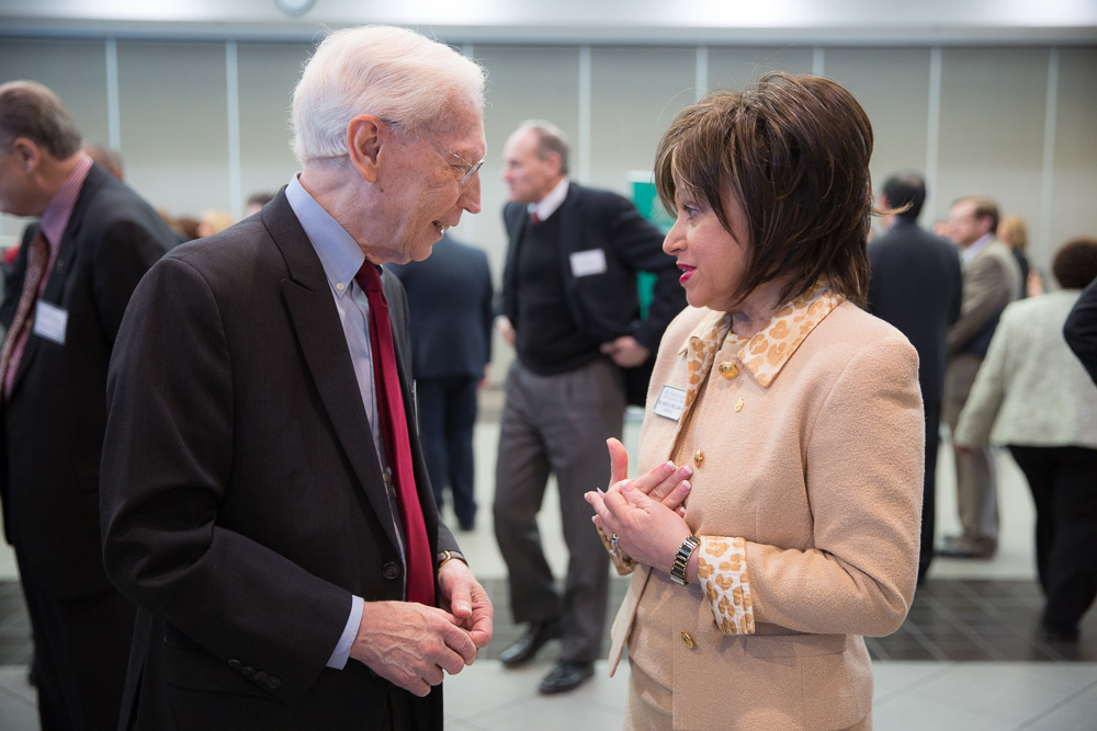 WCC President Dr. Rose B. Bellanca (right) and keynote speaker Gary Marx speak before the Community Leadership Luncheon. | Photo by Anne Savage