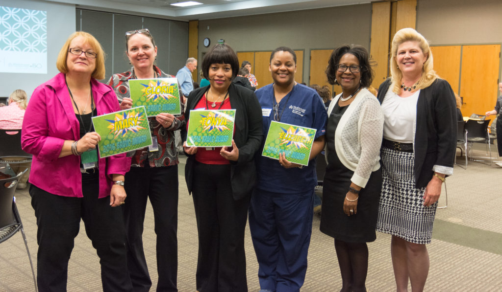 Bravo award winners (from left) Mary Burns-Coral, Gloria Velarde, Tonya McNew, Elizabeth Connors, Kiela Samuels, and Valerie Greaves. (Photo by CJ South)