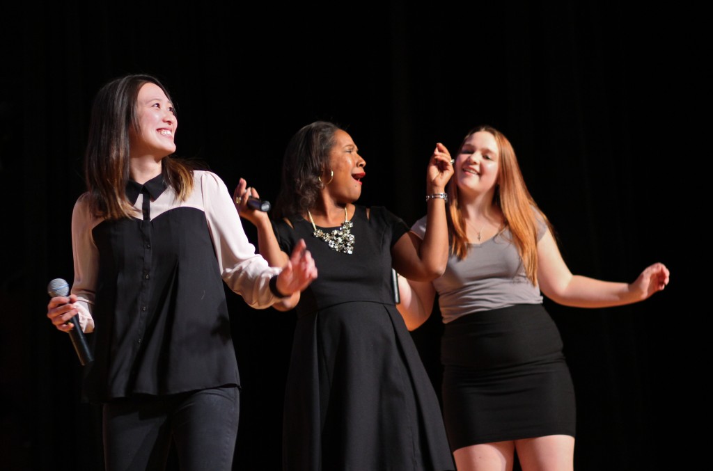 Maki Watanbe, Keila Samuels and Charlette Mason sing at bravo 50. Photo by Lynn Monson