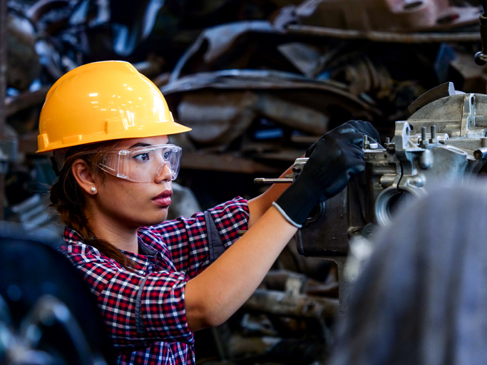 woman working a manufactoring job