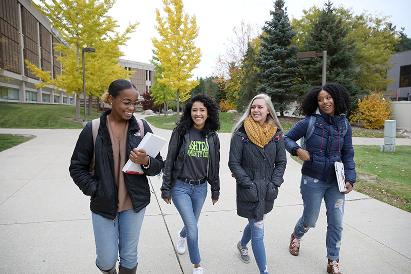 students walking on campus